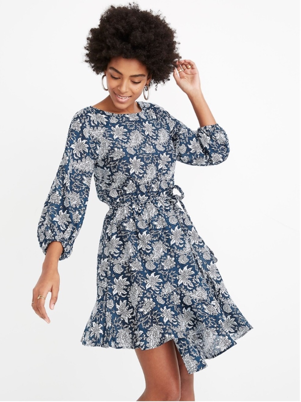 Apiece Apart Sabine Cotton Silk Blend Floral Mini Dress Sz 0